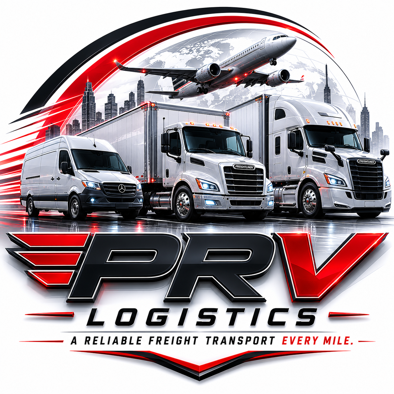 PRV Logistics premium freight logo